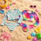 Conjunto Biquíni Infantil Cropped + Calcinha Proteção UV 50+ Veste dos 2 aos 16 Anos