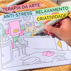 Livro de Colorir Bobbie Goods e Canetinhas Coloridas Com Ponta Dupla