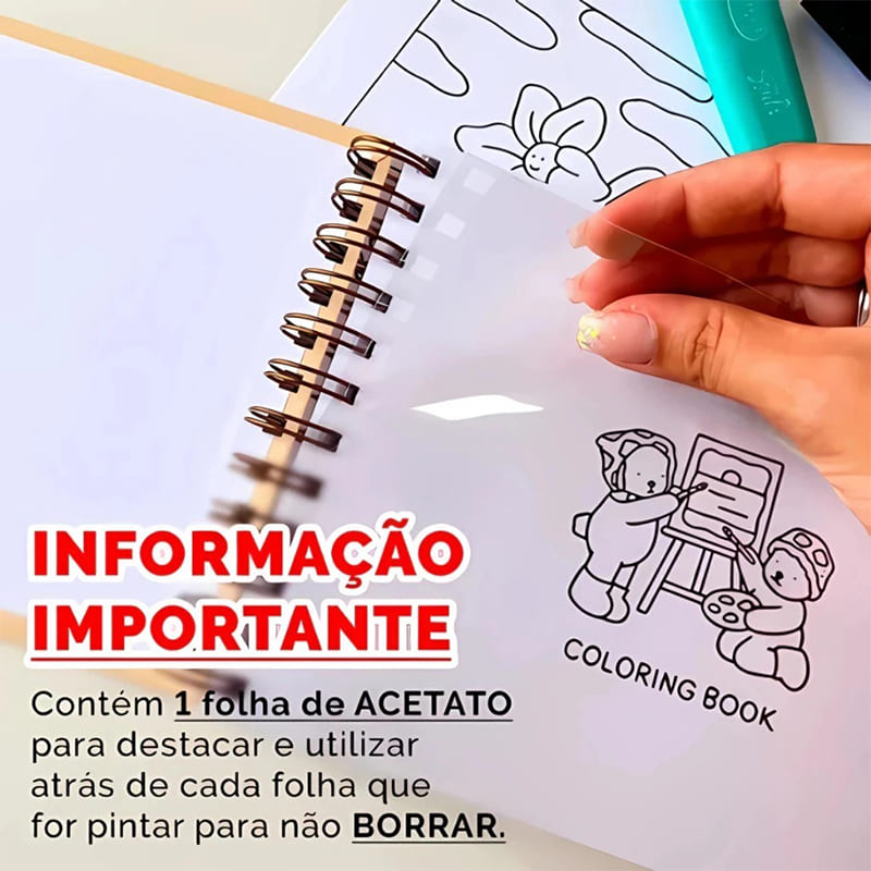 Livro de Colorir Bobbie Goods e Canetinhas Coloridas Com Ponta Dupla