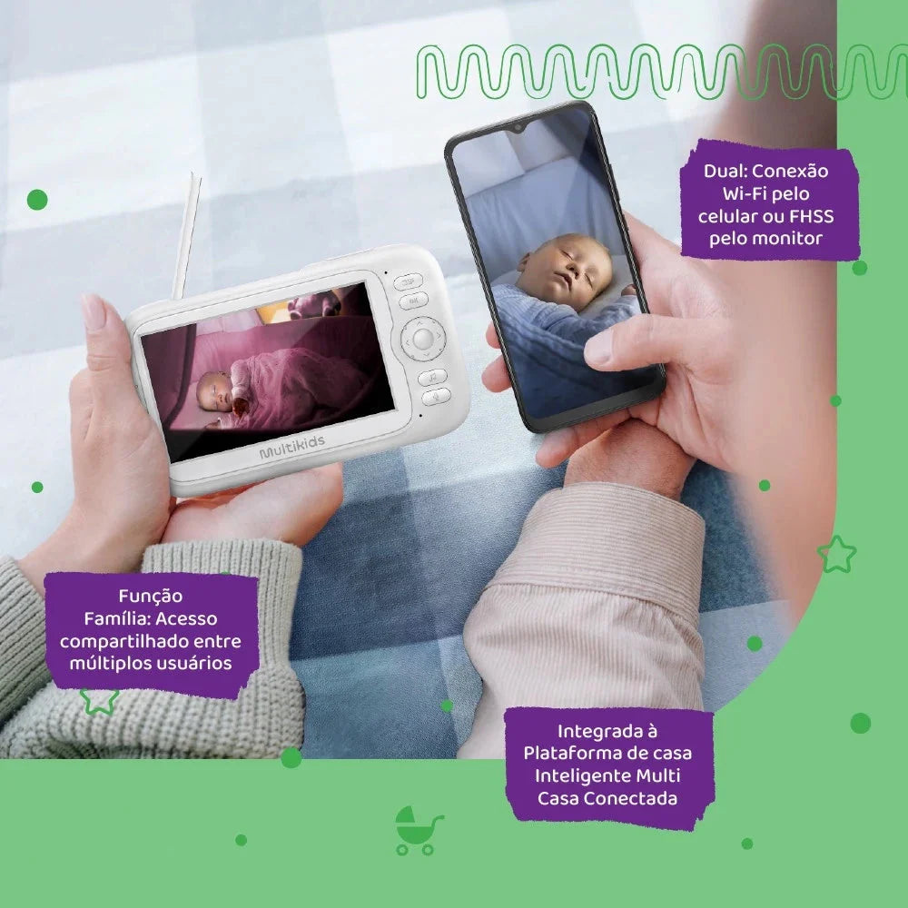 Babá Eletrônica Peek-a-Boo Dual Monitor e APP Multikids - BB491