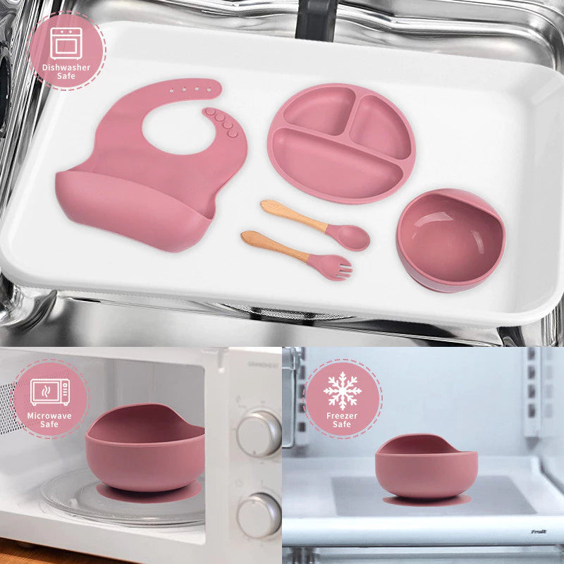 Kit de Silicone Alimentação Infantil com 8 Peças Completo