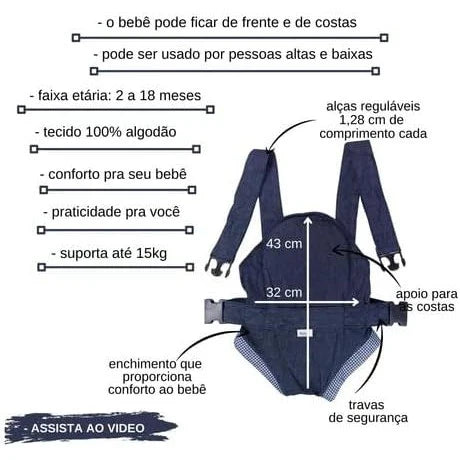 Canguru Bebê Passeio Panda Duas Posições