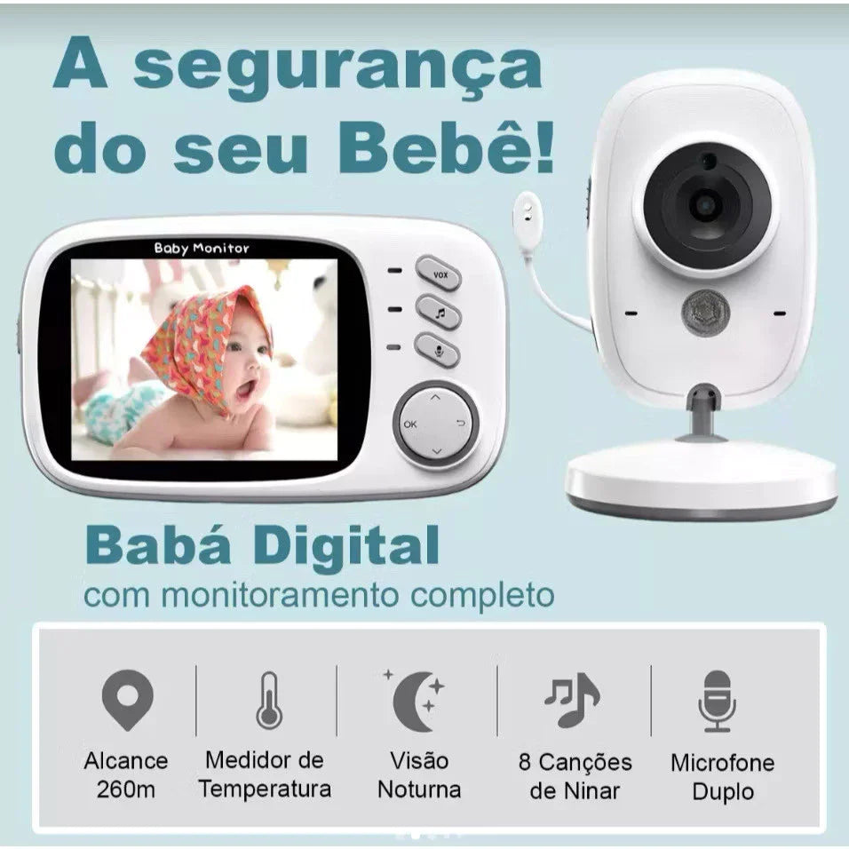 Babá Eletrônica Com Monitor Visão Noturna Baby Monitor