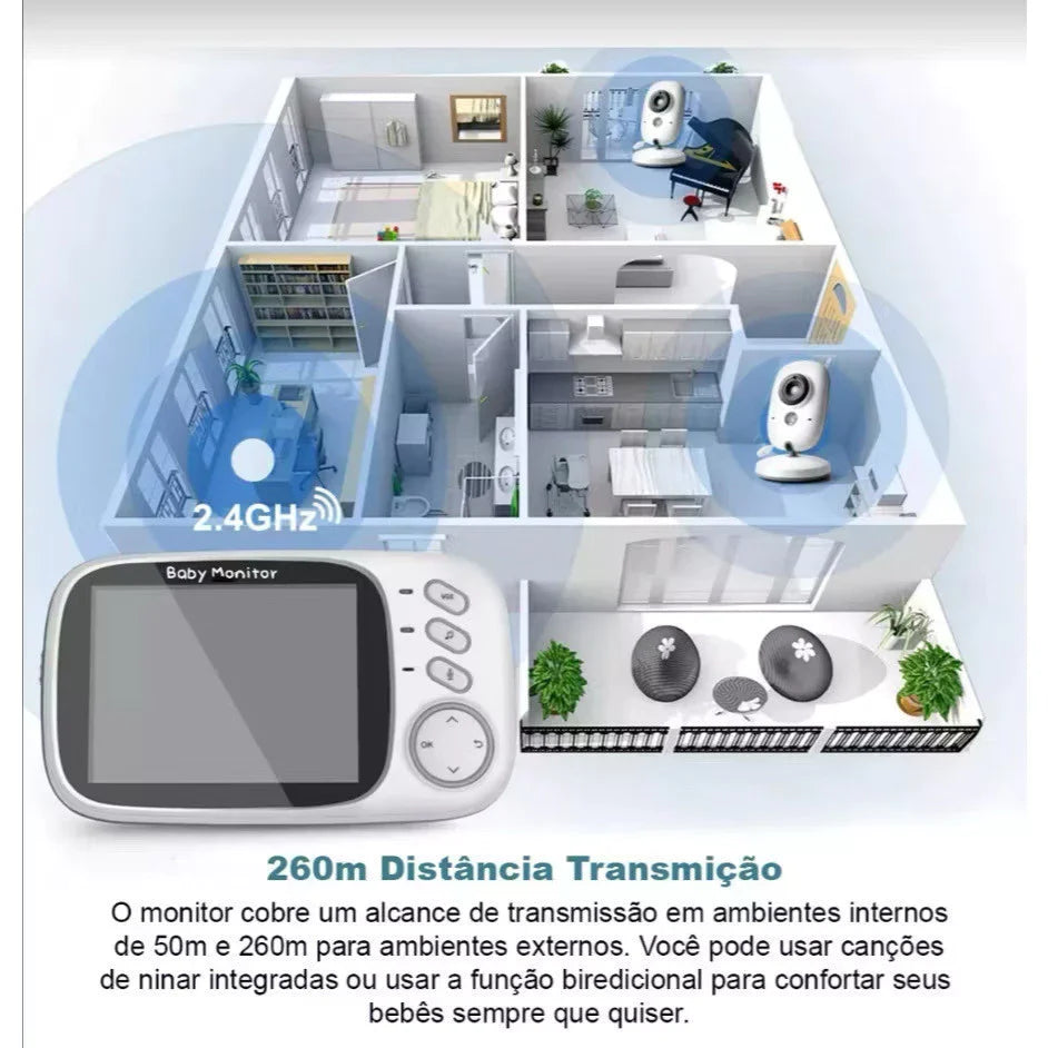 Babá Eletrônica Com Monitor Visão Noturna Baby Monitor