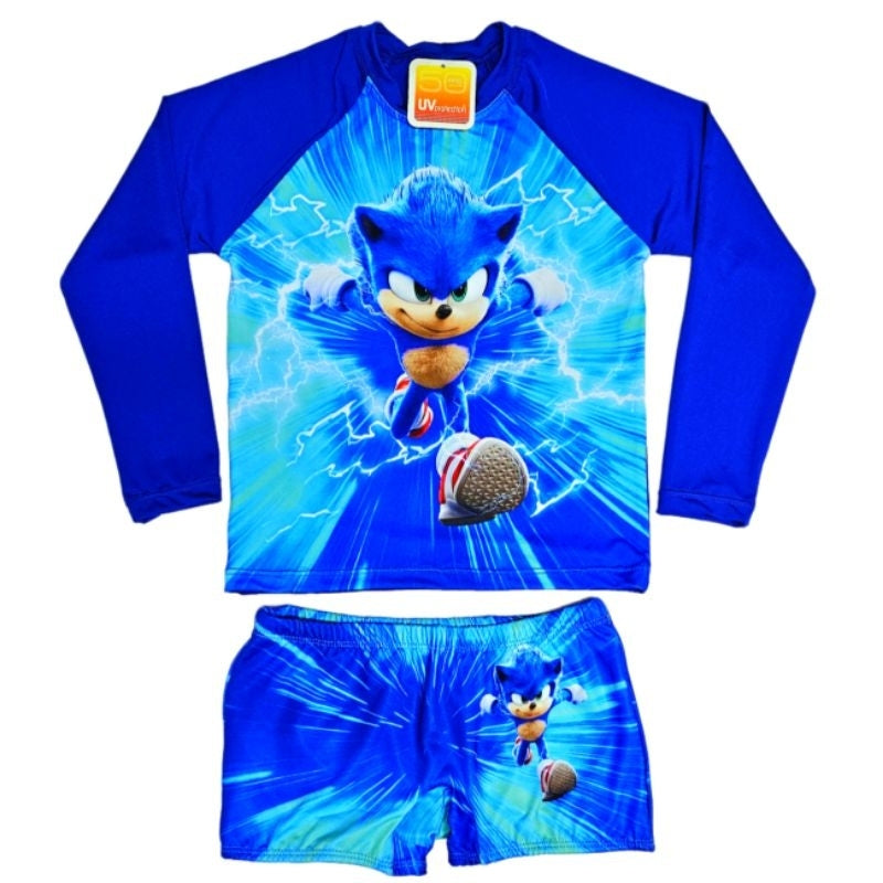 Conjunto Blusa + Sunga Proteção UV Solar Natação Menino