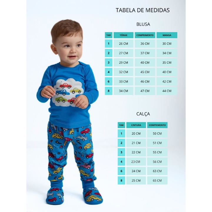 Pijama de Inverno Infantil Menino Kit 4 Peças Brilha No Escuro Superconfortável - Tam 1 ao 8