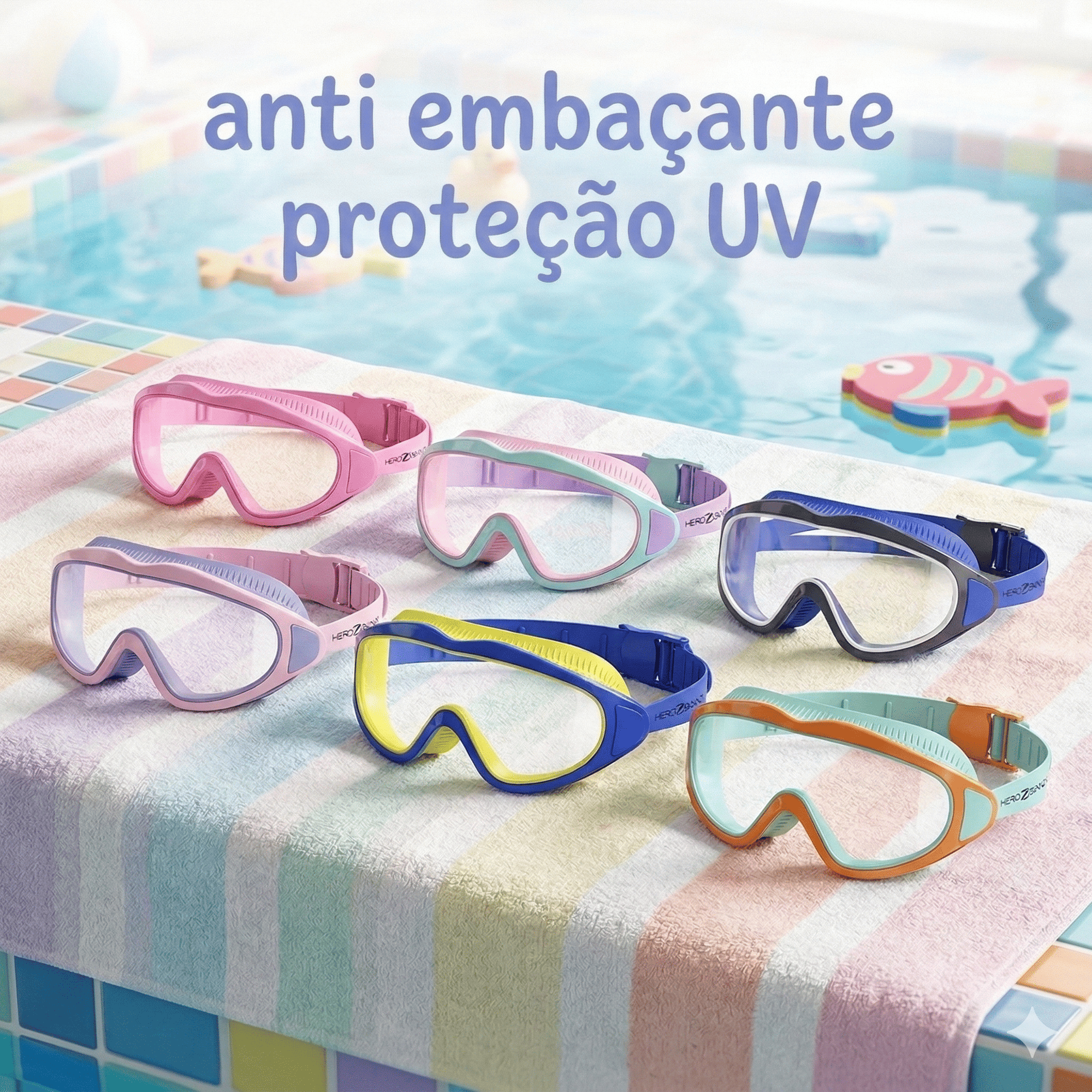 Óculos Natação Infantil Menino Menina Antiembaçante Proteção UV Veda e Ajuste Macio Panda Flow