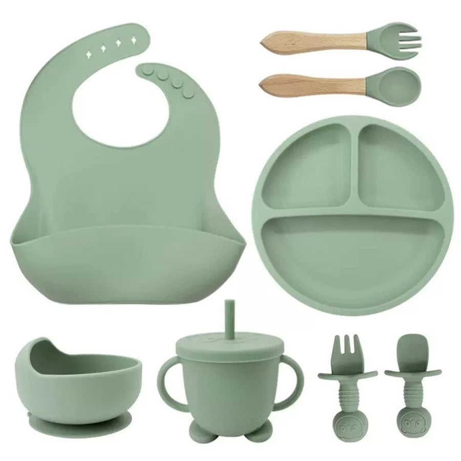 Kit de Silicone Alimentação Infantil com 8 Peças Completo