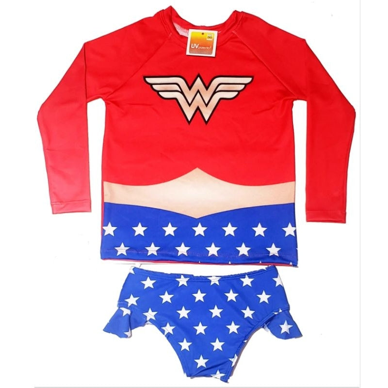 Conjunto Blusa Menina Infantil Praia Proteção Solar Uv Maiô Manga Longa